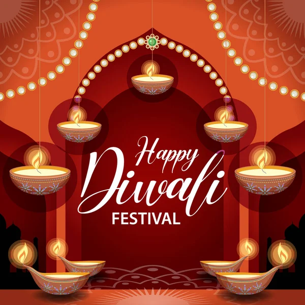 Glückliche Diwali Indisches Festival Banner Illustration — Stockvektor