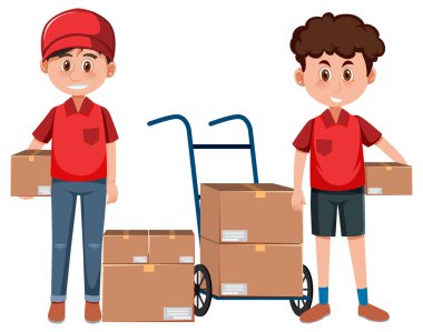 Paket resimli teslimatçı.