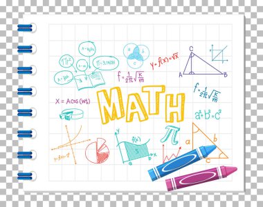 Defter illüstrasyonunda Matematik yazı tipi ile karalama matematik formülü