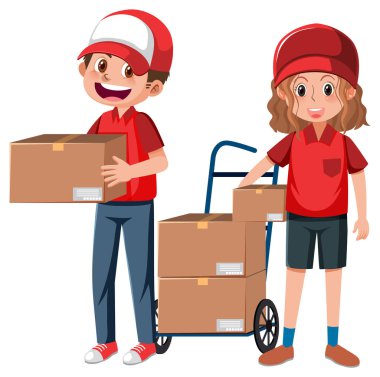 Paket resimli teslimatçı.