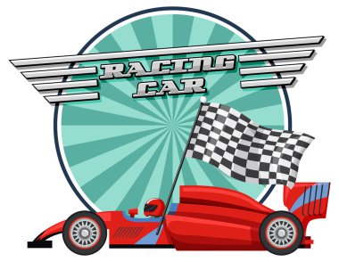 Beyaz arkaplanlı yarış arabası logosu