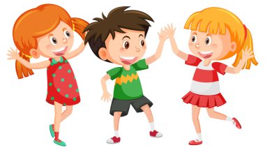 Neşeli oğlan ve kız selamlama jesti.