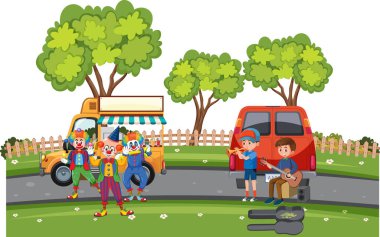 Park illüstrasyonunda oynayan insanlar