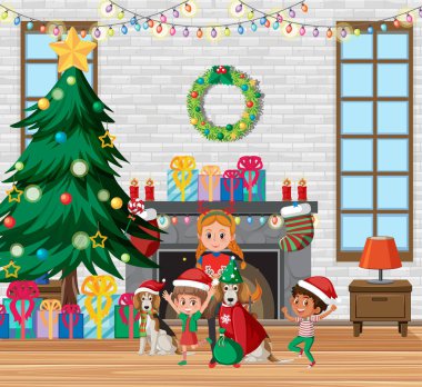 Çocuklar ve hediyeler ile Noel teması