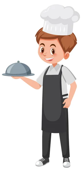 Male Chef Black Apron Illustration — Stock Vector