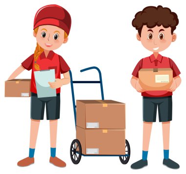 Paket resimli teslimatçı.