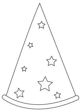 Parti şapkası siyah ve beyaz karalama karakteri çizimi