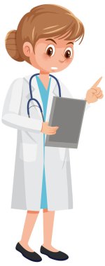 Dosya illüstrasyonlu kadın doktor