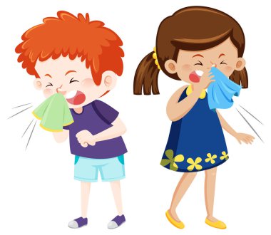 Beyaz arkaplanda soğuk alan çocuklar