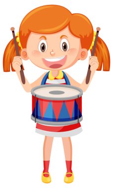 Davul müzik aleti çizimi olan bir çocuk.