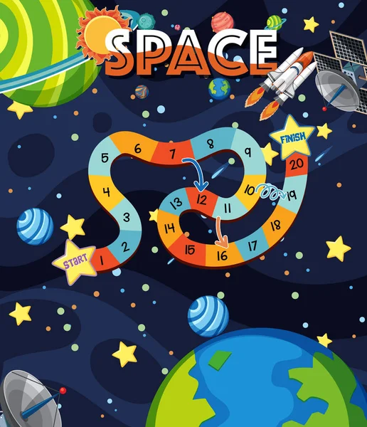 带有空间主题背景说明的游戏模板 — 图库矢量图片