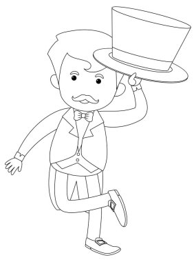 Sirk siyah ve beyaz karalama karakteri çizimi