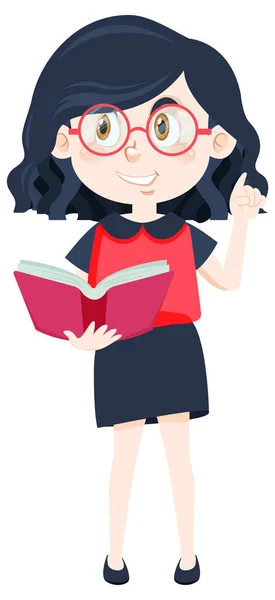 Girl Standing Reading Book Illustration — ストックベクタ