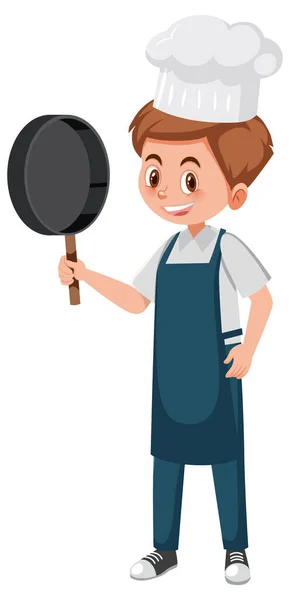 Male Chef Blue Apron Illustration — Vector de stock