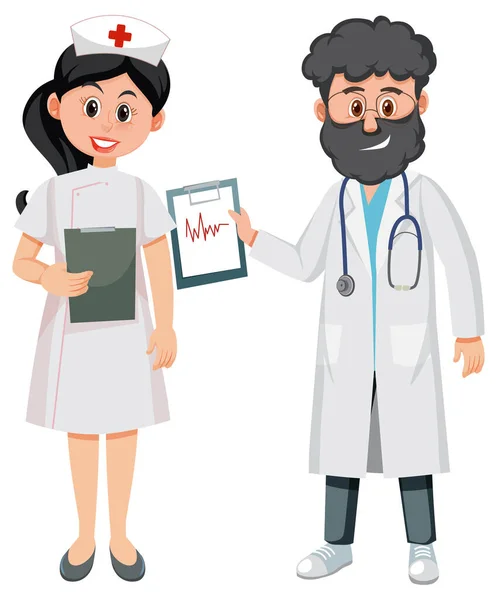 Doctor Nurse Patient Files Illustration — Stockvektor