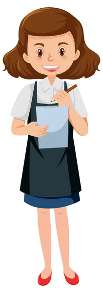 Waitress Writing Paper Illustration — Vetor de Stock