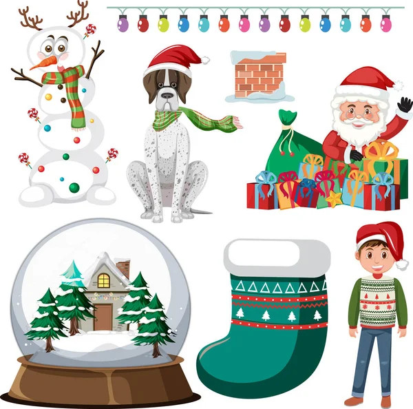 Χριστούγεννα Διακοπές Πολλά Στολίδια Εικονογράφηση — Διανυσματικό Αρχείο