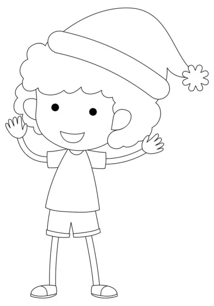 Boy Doodle Outline Colouring Illustration — Stockvektor