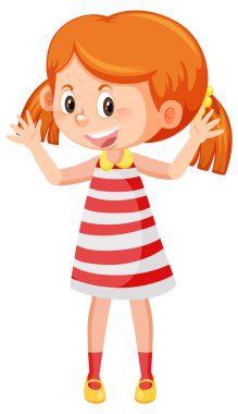 Hoş bir jest çizimi olan neşeli kız.