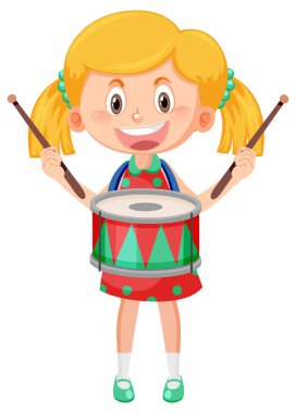 Davul müzik aleti çizimi olan bir çocuk.