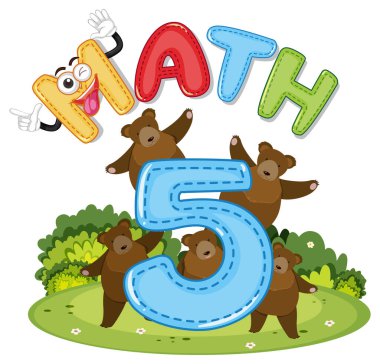 5 numaralı matematik ve 5 ayı illüstrasyonu