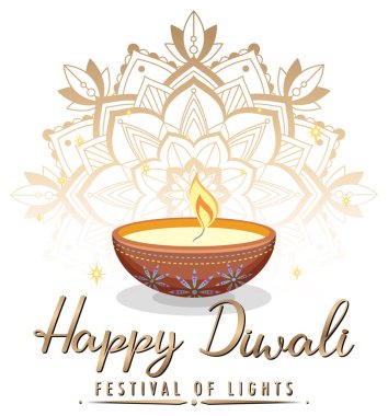 Mutlu Diwali Işık Festivali poster illüstrasyonu