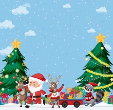 Noel Baba ve ren geyiği resimleriyle Noel teması