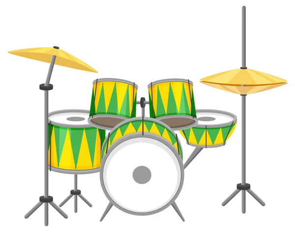 Drum Set White Background Illustration — Archivo Imágenes Vectoriales