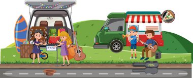 Bit pazarı illüstrasyonunda birçok insan