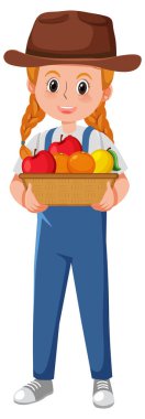 Taze meyve resimli kadın çiftçi