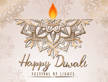 Mutlu Diwali Işık Festivali poster illüstrasyonu