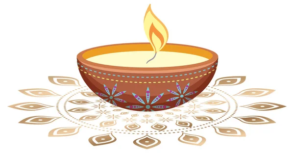 Candela Diwali Luce Sfondo Bianco Illustrazione — Vettoriale Stock