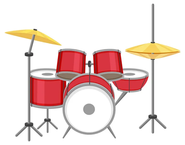 Drum Set White Background Illustration — Archivo Imágenes Vectoriales