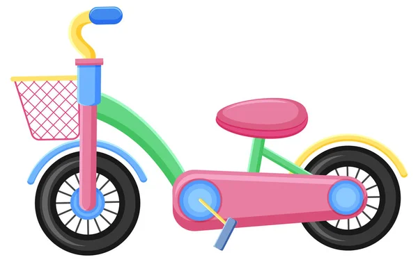 Söta Barn Cykel Leksak Vit Bakgrund Illustration — Stock vektor