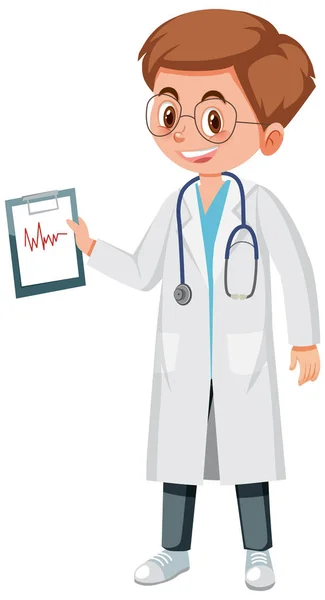Homme Médecin Tenant Dossier Illustration — Image vectorielle
