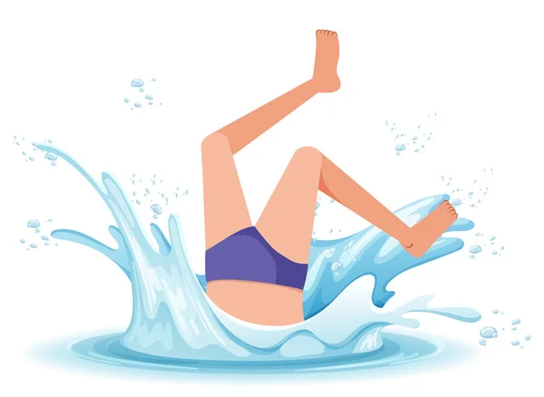 Water Splash Kid Drowning White Background Illustration — Stock Vector
