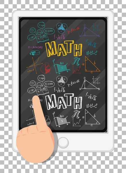 Mathematics Doodles Ipad Finger Grid Background Illustration — Stock Vector