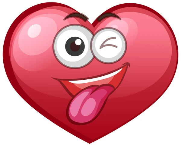 Goofy Heart Emoticon White Background Illustration — Stockvektor