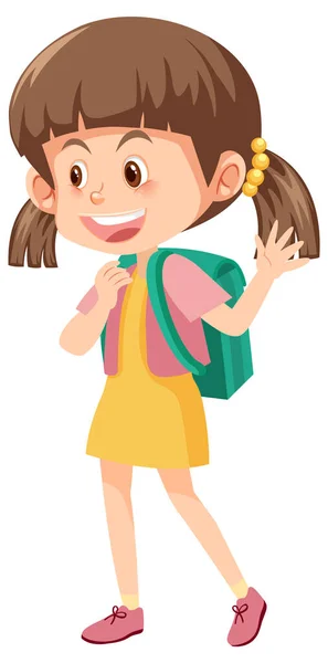 Female Student Cartoon Character Backpack Illustration — ストックベクタ