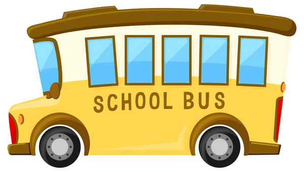 Simples Bonito Ônibus Escolar Fundo Branco Ilustração — Vetor de Stock