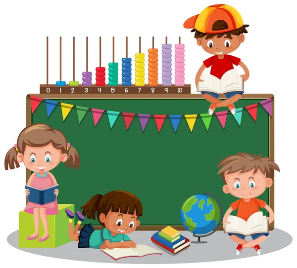 Happy Children Blackboard Banner Illustration — Stockový vektor