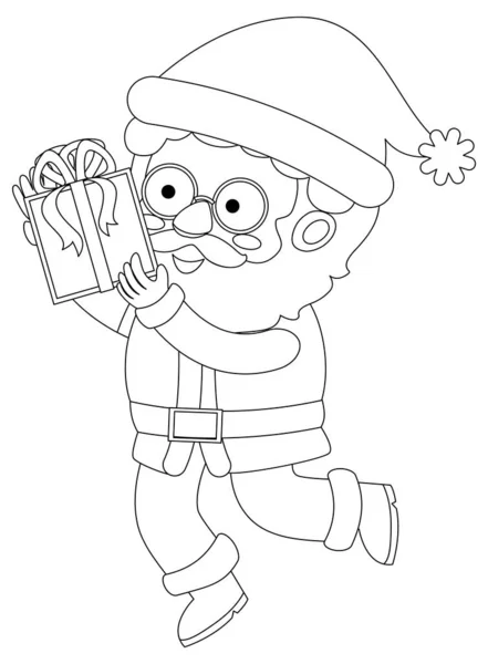 Santa Doodle Kontur För Färgläggning Illustration — Stock vektor