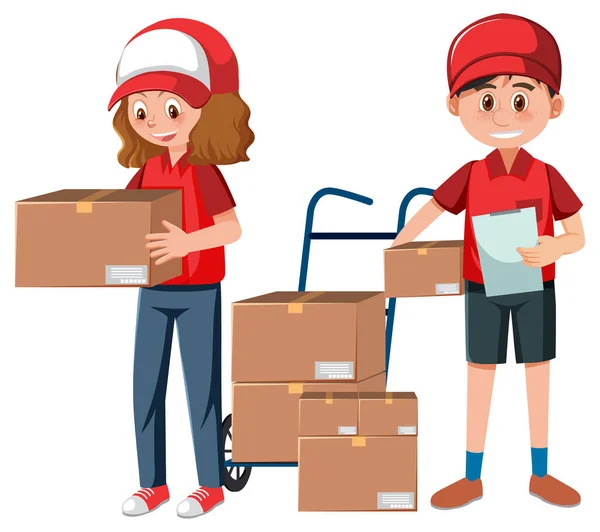 Delivery Man Packages Illustration — Stock Vector