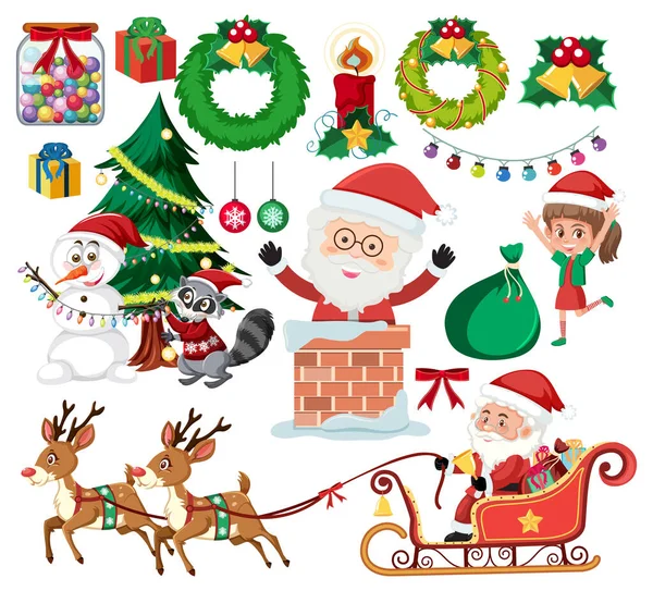 Christmas Theme Many Ornaments Illustration — Stock Vector