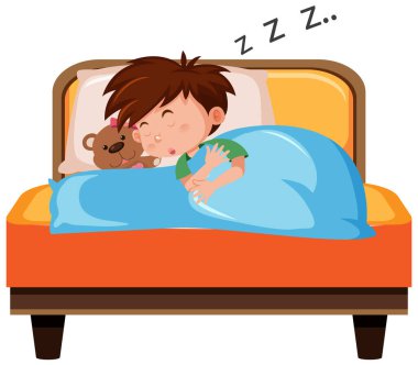 Küçük çocuk izole bir şekilde uyuyor.