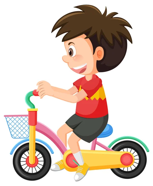 Little Boy Ride Bicycle Isolated Illustration — стоковый вектор