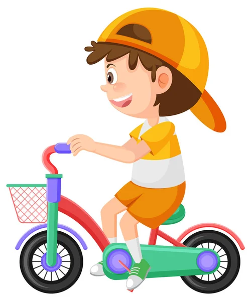 Μικρό Αγόρι Βόλτα Ένα Ποδήλατο Απομονωμένη Εικόνα — Διανυσματικό Αρχείο