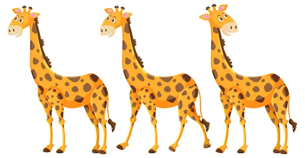 Cute Giraffe Cartoon White Background Illustration — Stock Vector