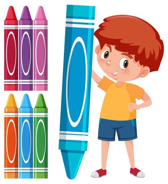 Crayon set with kid drawing Stock Vector by ©Helioshammer 24477295