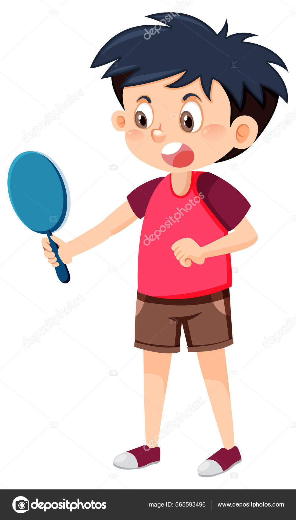 Boy Holding Hand Mirror White Background Illustration Stock Vector by  ©brgfx 565593496, image size:970x1700
